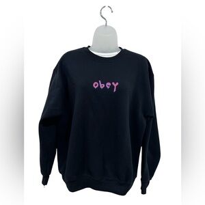 OBEY Worldwide Black Crewneck Sweatshirt Men’s Medium Streetwear Skate Graphic